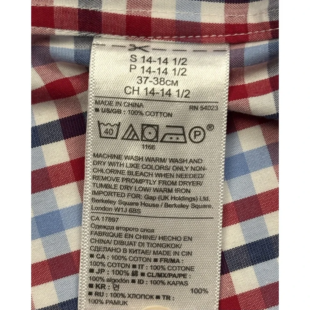 Banana Republic Camden Fit Shirt‎ Mens Small Non-Iron Red Blue Check 304827 S